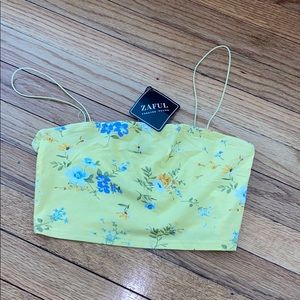 Yellow floral crop top